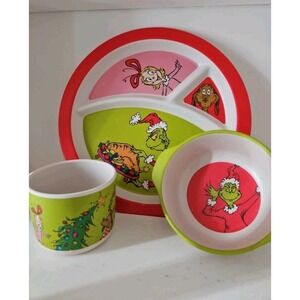 Dr. Seuss The Grinch 3-Piece Bamboo Mealtime Set.